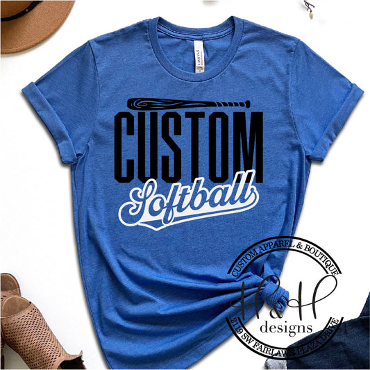 CUSTOM Softball with Bat - Customize with Team or Mascot!!