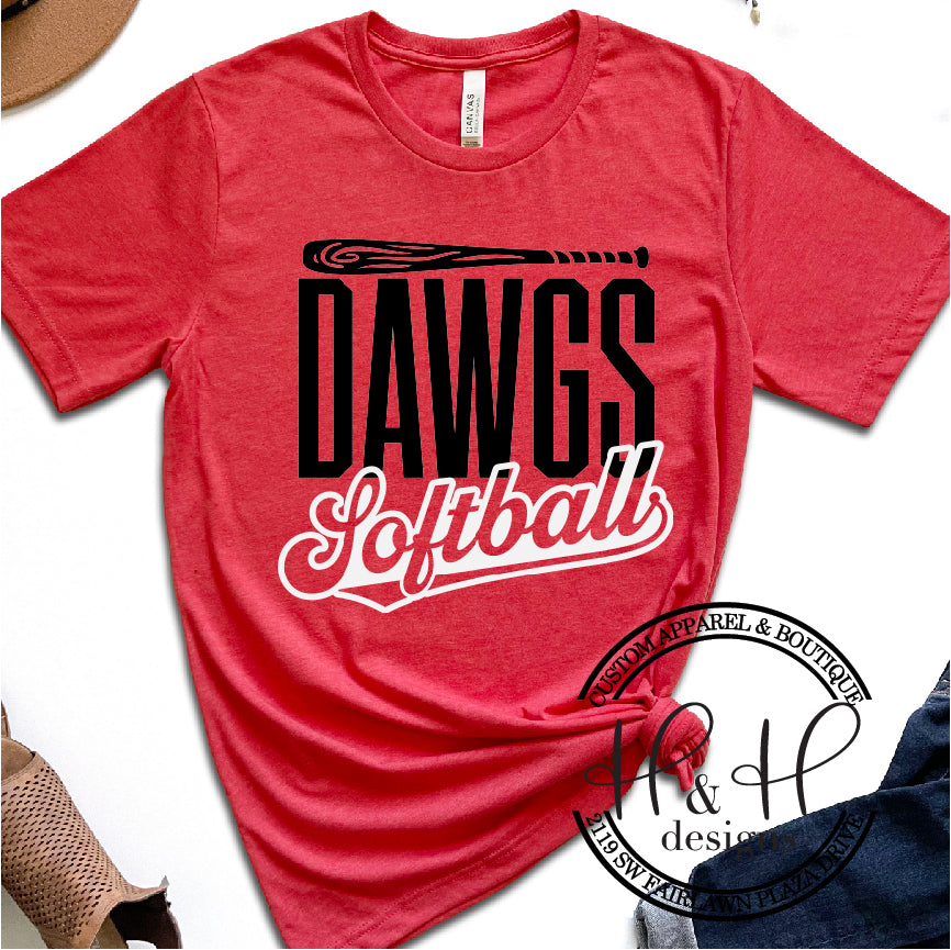 Dawgs softball with bat - Rossville