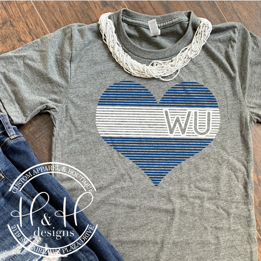 WU Lined Heart - HHWU107 - Washburn University Ichabods