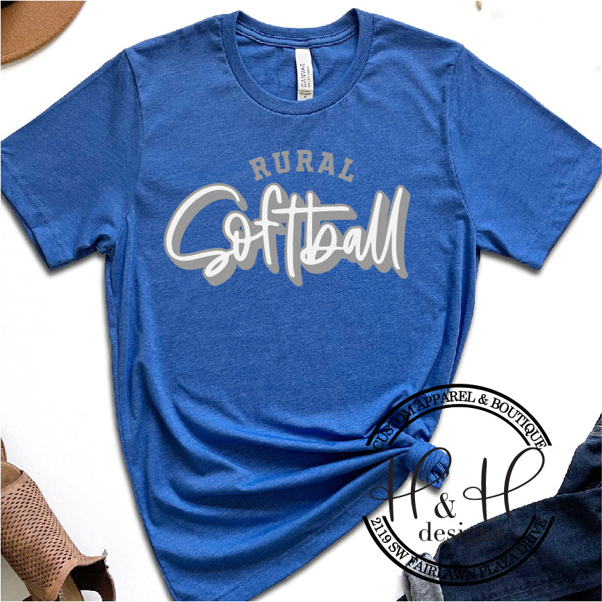 Rural Script Softball – H&H Designs LLC