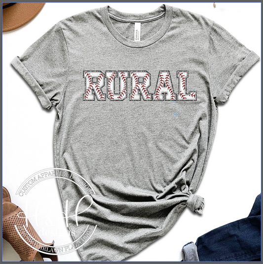Rural Baseball Printed MOCK Patches - Printed glitter