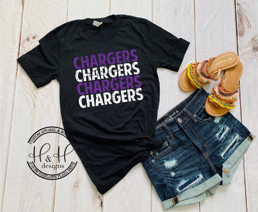 Chargers Distressed Stack - Topeka West