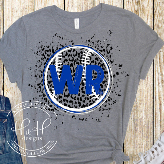 WR Baseball Round Leopard Splatter  - Washburn Rural Baseball