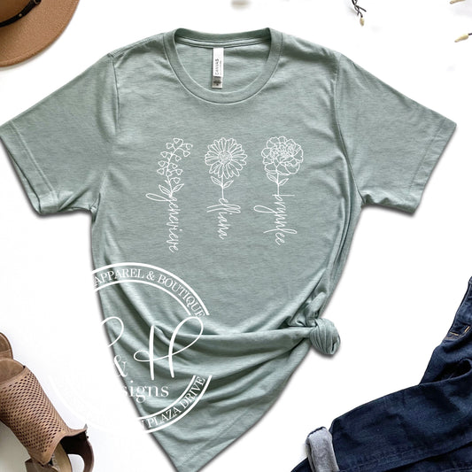 CUSTOM Birth Flowers Shirt