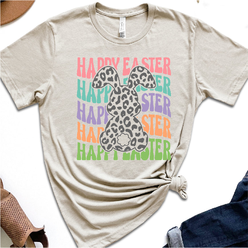 Happy Easter Retro Leopard Bunny - Easter Collection