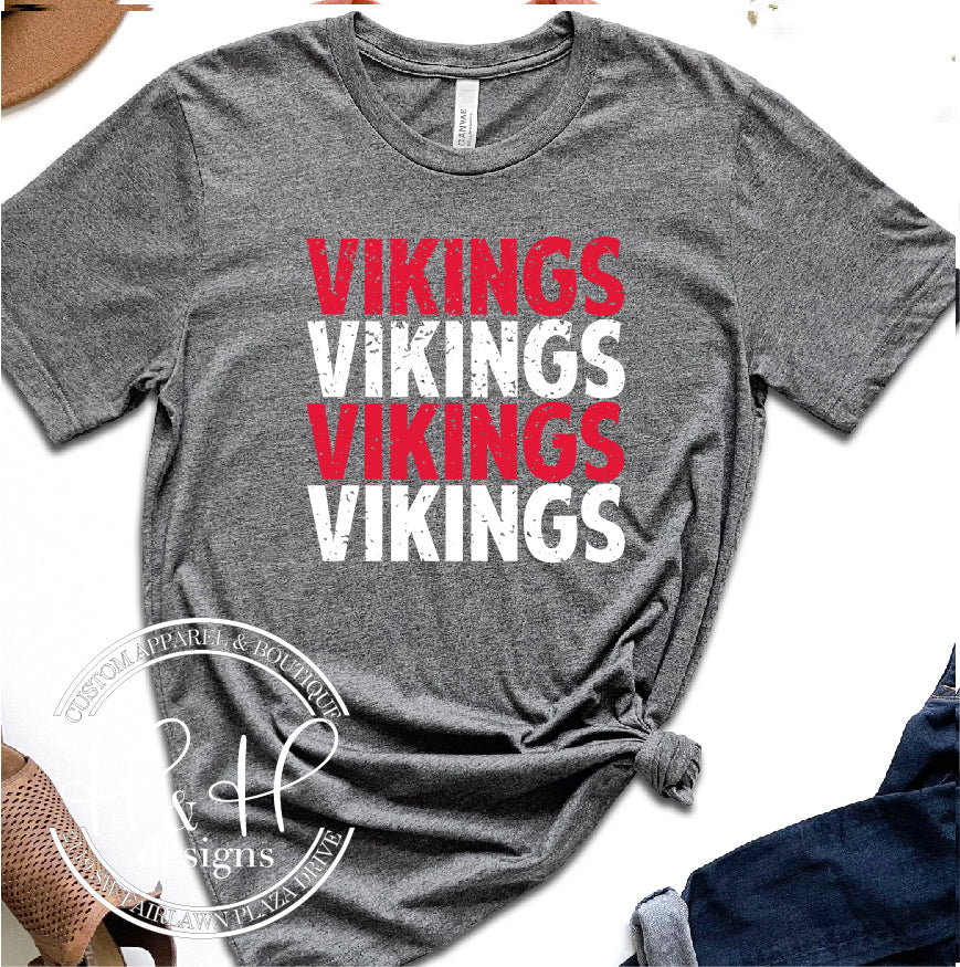 Vikings Distressed Stack - Vikings Baseball