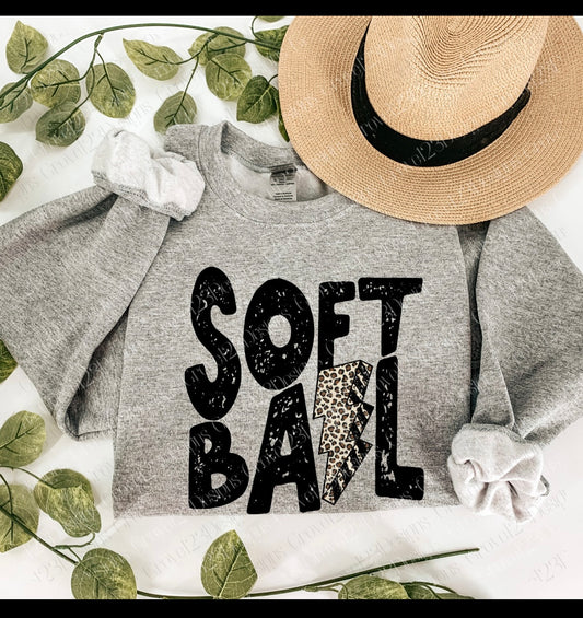 Softball leopard lightning bolt