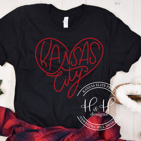 Kansas City Hand lettered Script Heart - MM